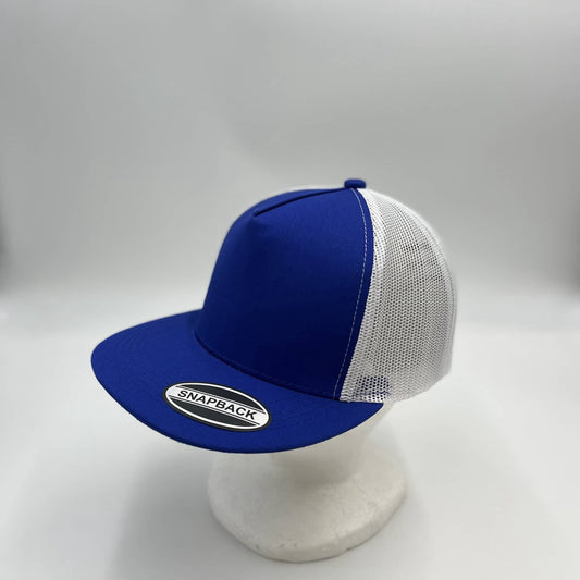 Alpha Omega Cap Plain Flat 5P Mesh Trucker Blue and White Mesh 12-pck CF5M1210 Cap Hat