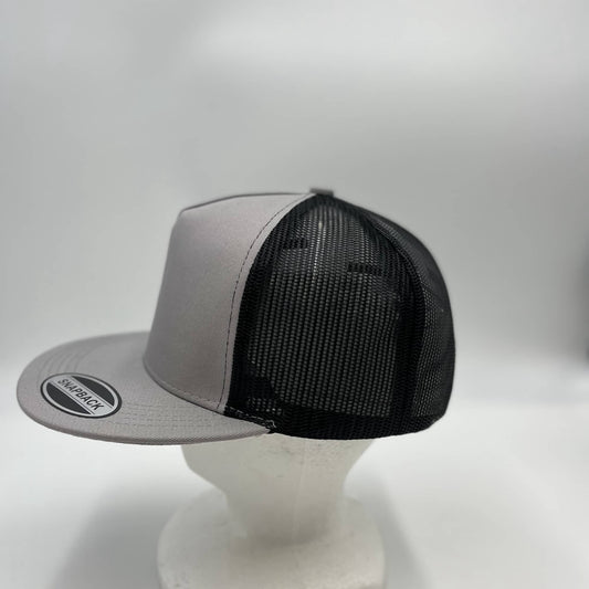 Plain Flat 5P Mesh Trucker Light Gray and Black Mesh 12-pck CF5M1209 Cap Hat