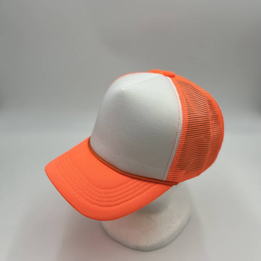 Plain TwoTone Sponge Trucker White Face Orange Lid and Orange Mesh 12-pck STMTT06 Cap Hat