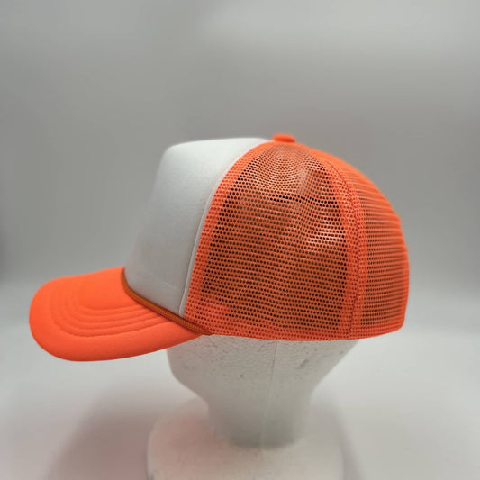 Alpha Omega Cap Plain TwoTone Sponge Trucker White Face Orange Lid and Orange Mesh 12-pck STMTT06 Cap Hat