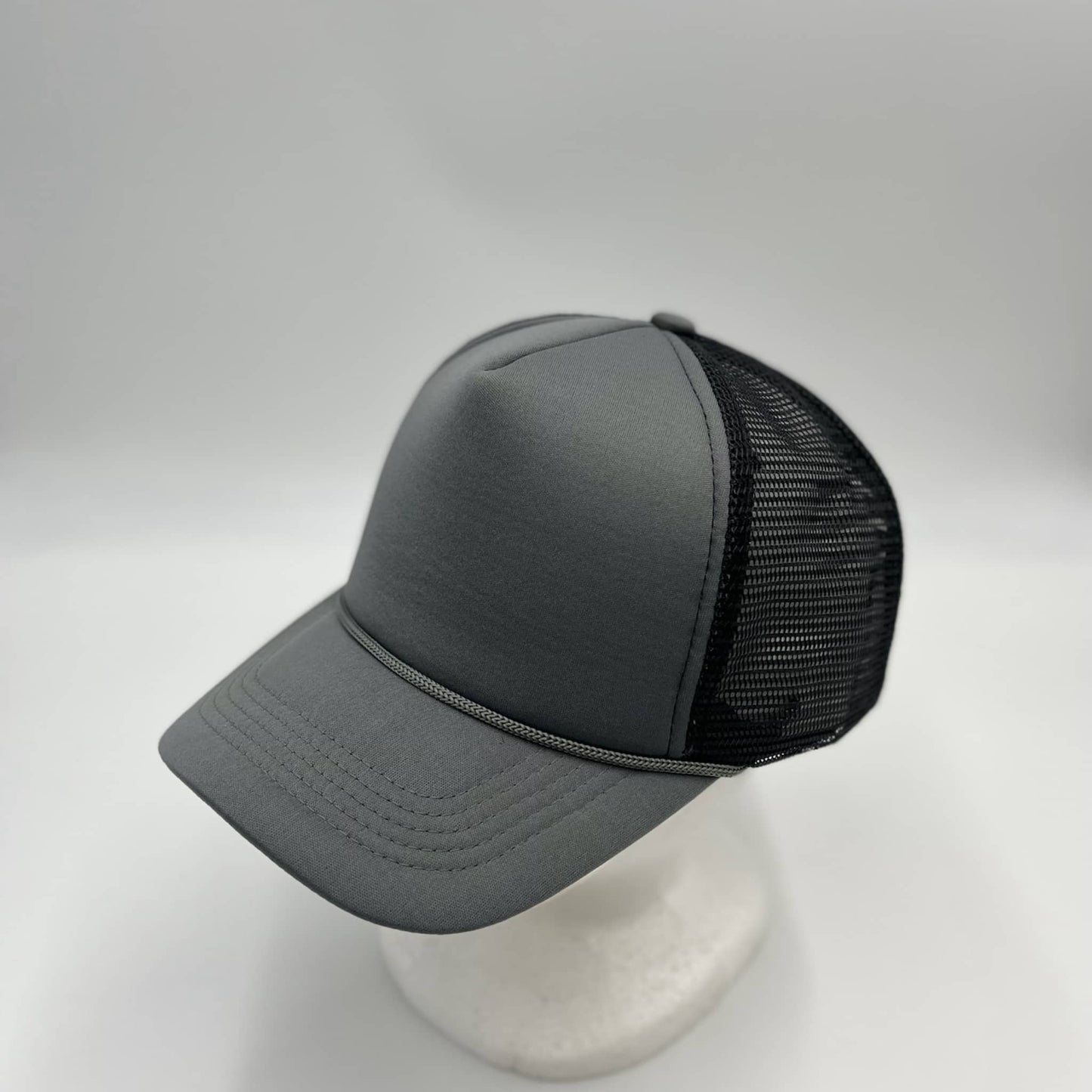 Plain Sponge Trucker Gray and Black Mesh 12-pck STM16 Cap Hat