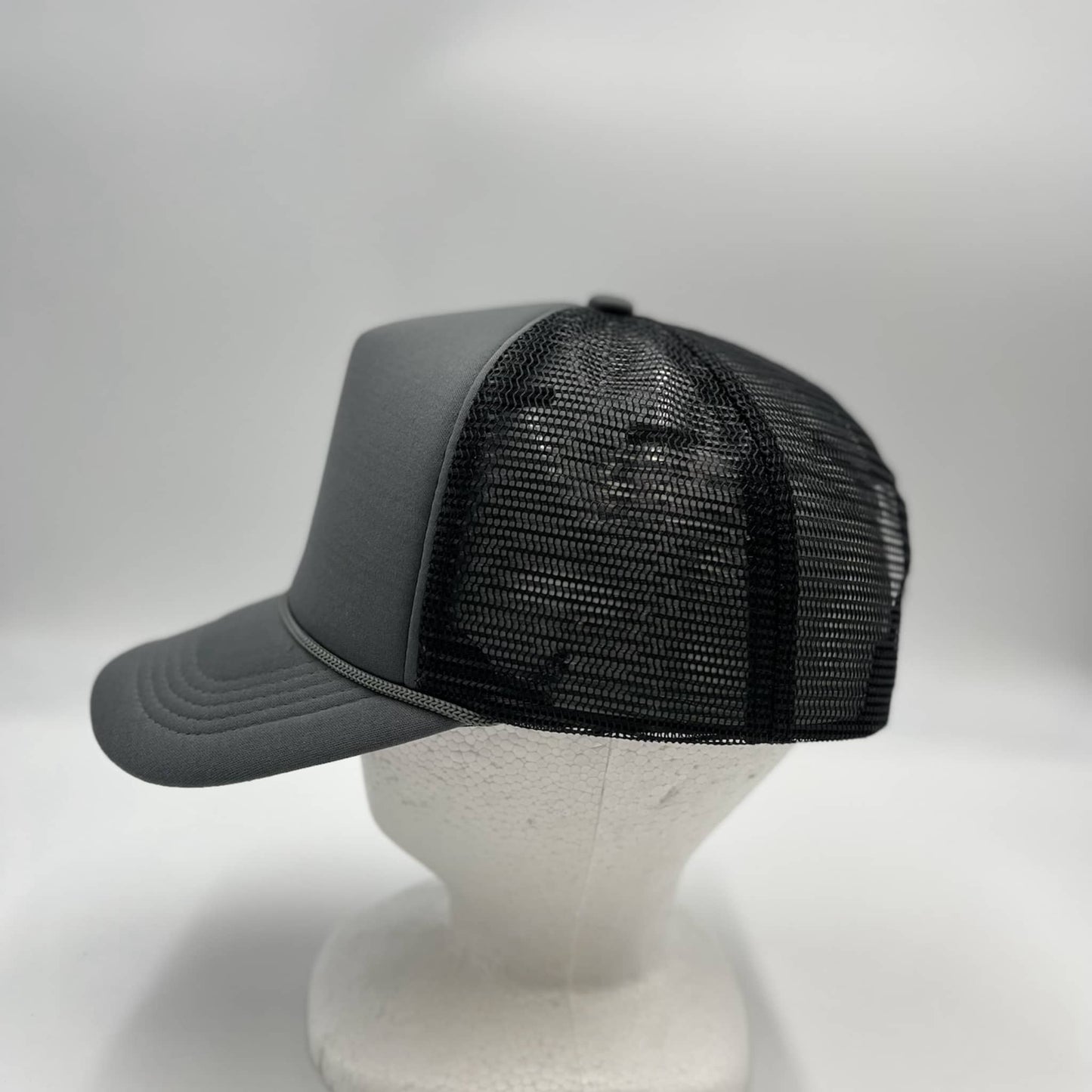 Plain Sponge Trucker Gray and Black Mesh 12-pck STM16 Cap Hat