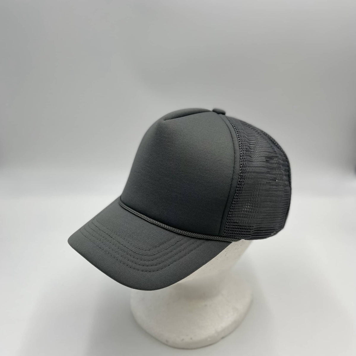 Plain Sponge Trucker Gray and Black Mesh 12-pck STM20 Cap Hat