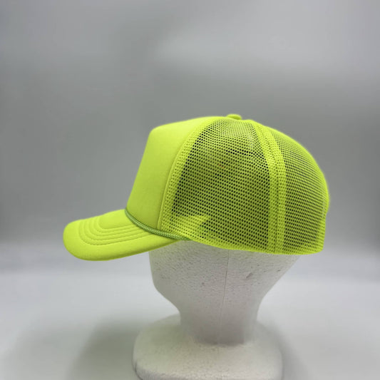 Alpha Omega Cap Plain Sponge Trucker Neon Yellow 12-pck STM18 Cap Hat