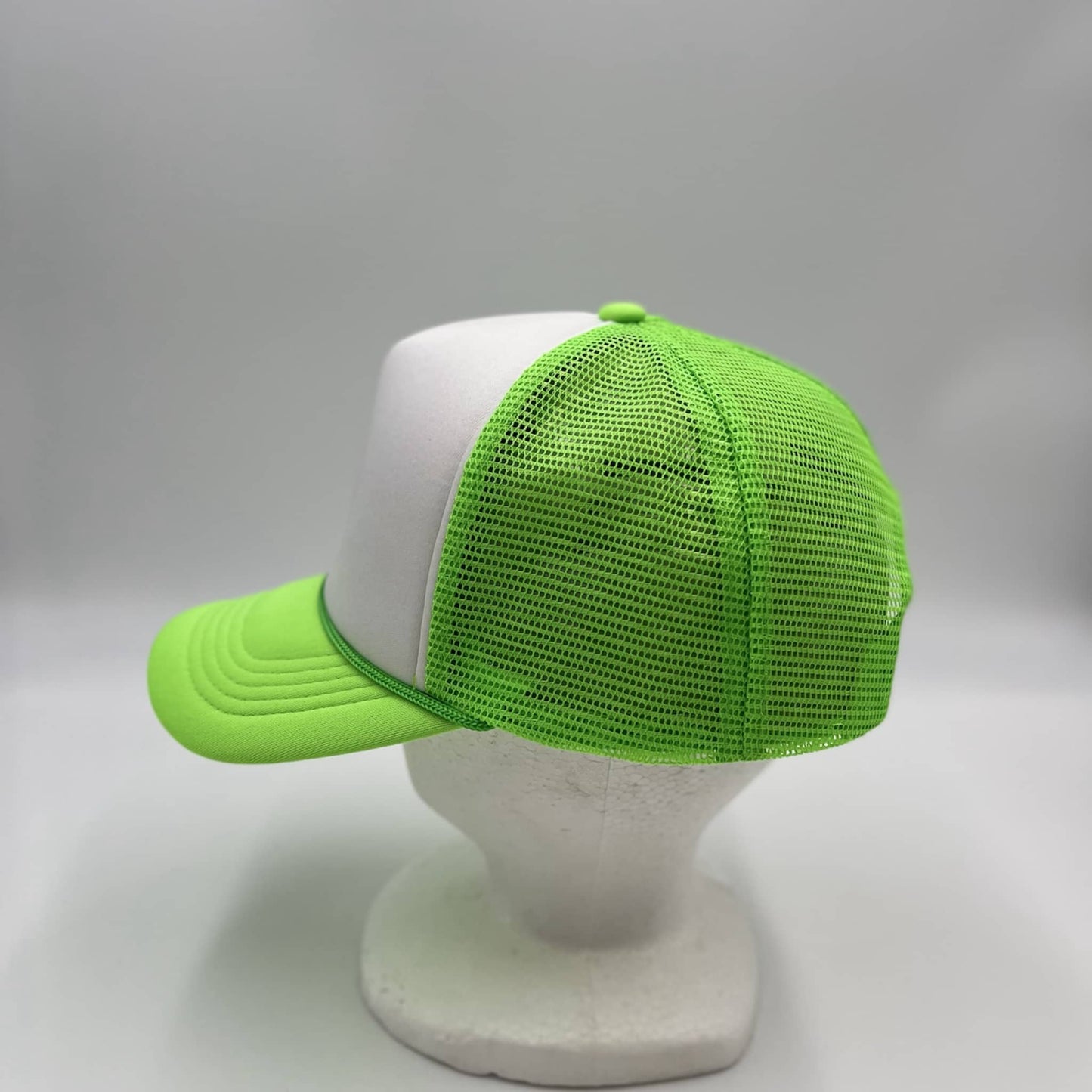 Alpha Omega Cap Plain TwoTone Sponge Trucker White Face Neon Green Lid and Neon Green Mesh 12-pck STMTT05 Cap Hat