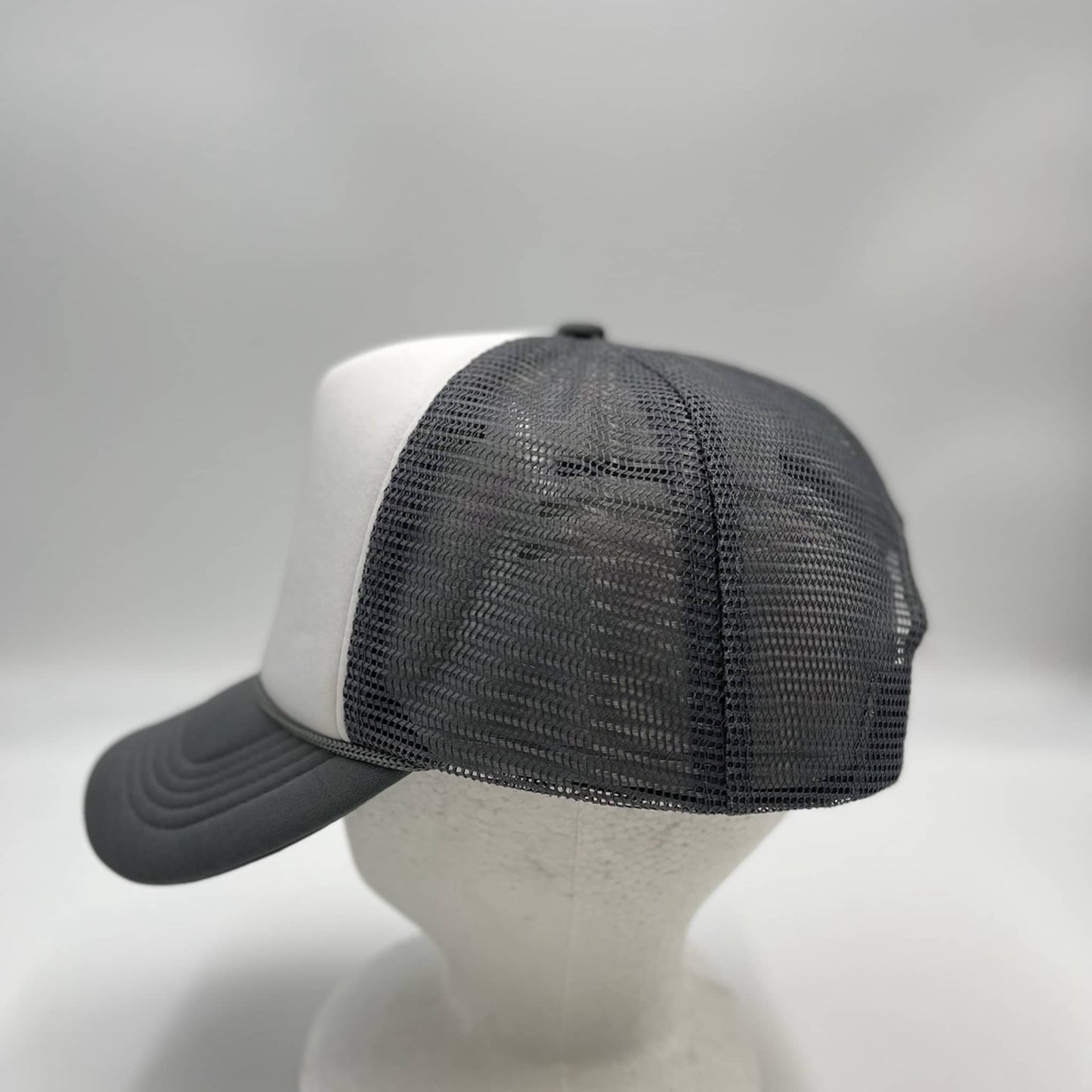 Plain TwoTone Sponge Trucker White Face, Gray Lid, and Gray Mesh 12 pack STMTT04 Cap Hat