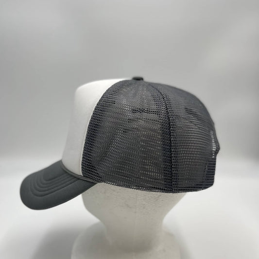 Alpha Omega Cap Plain TwoTone Sponge Trucker White Face, Gray Lid, and Gray Mesh 12 pack STMTT04 Cap Hat