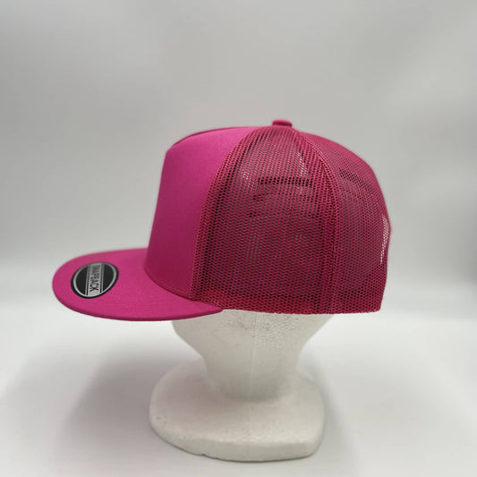 Plain Flat 5P Mesh Trucker Hot Pink 12-pck CF5M1207 Cap Hat
