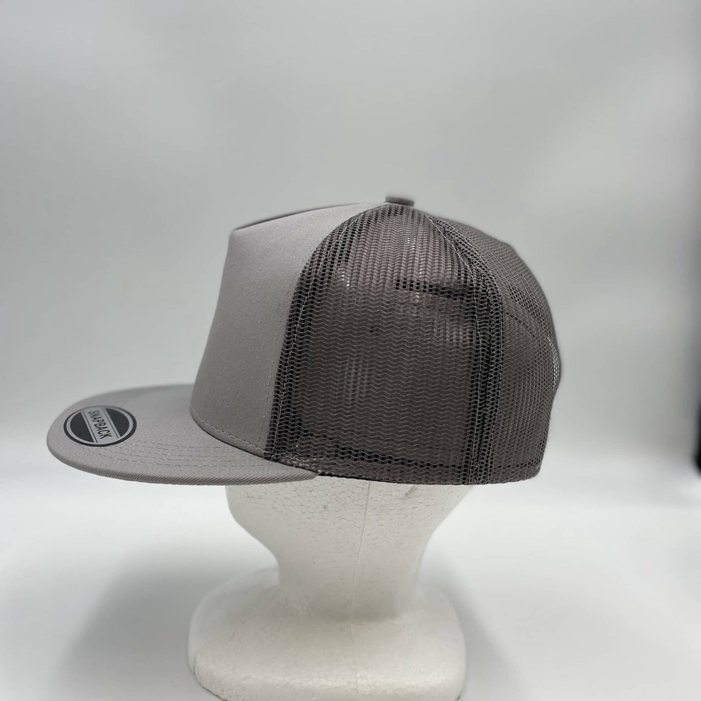 Plain Flat 5P Mesh Trucker Light Gray and Light Gray Mesh 12-pck CF5M1205 Cap Hat