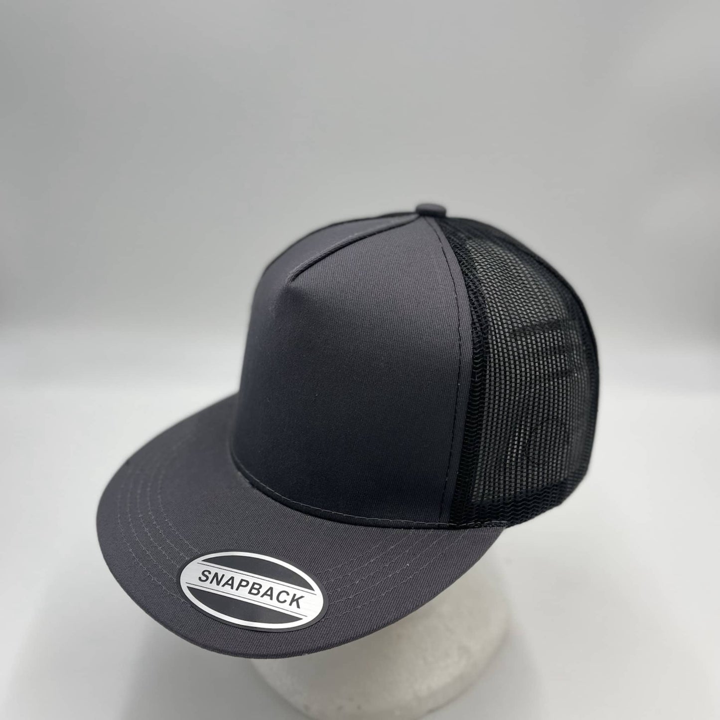 Plain Flat 5P Mesh Trucker Gray and Black Mesh 12 pack CF5M1204 Cap Hat