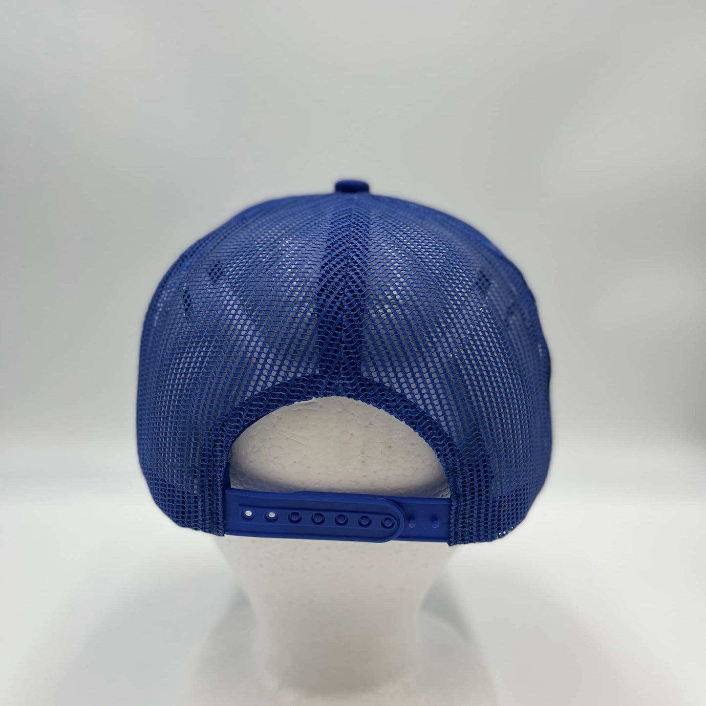 Alpha Omega Cap Plain Flat 5P Two Tone Mesh Trucker White Face Blue Lid and Blue Mesh 12-pck CF5MTT4 Cap Hat