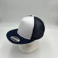 Plain Flat 5P Two Tone Mesh Trucker White Face Navy Blue Lid and Navy Blue Mesh 12-pckCF5MTT3 Cap Hat