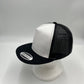 Plain Flat 5P Two Tone Mesh Trucker White Face Black Lid and Black Mesh 12-pck CF5MTT2 Cap Hat