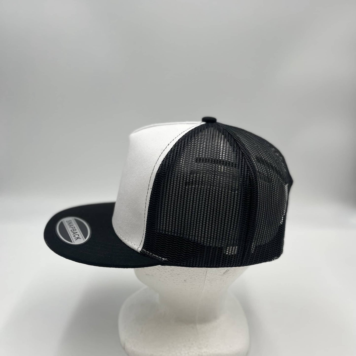 Plain Flat 5P Two Tone Mesh Trucker White Face Black Lid and Black Mesh 12-pck CF5MTT2 Cap Hat