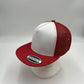 Plain Flat 5P Two Tone Mesh Trucker White Face Red Lid and Red Mesh 12-pck CF5MTT1 Cap Hat