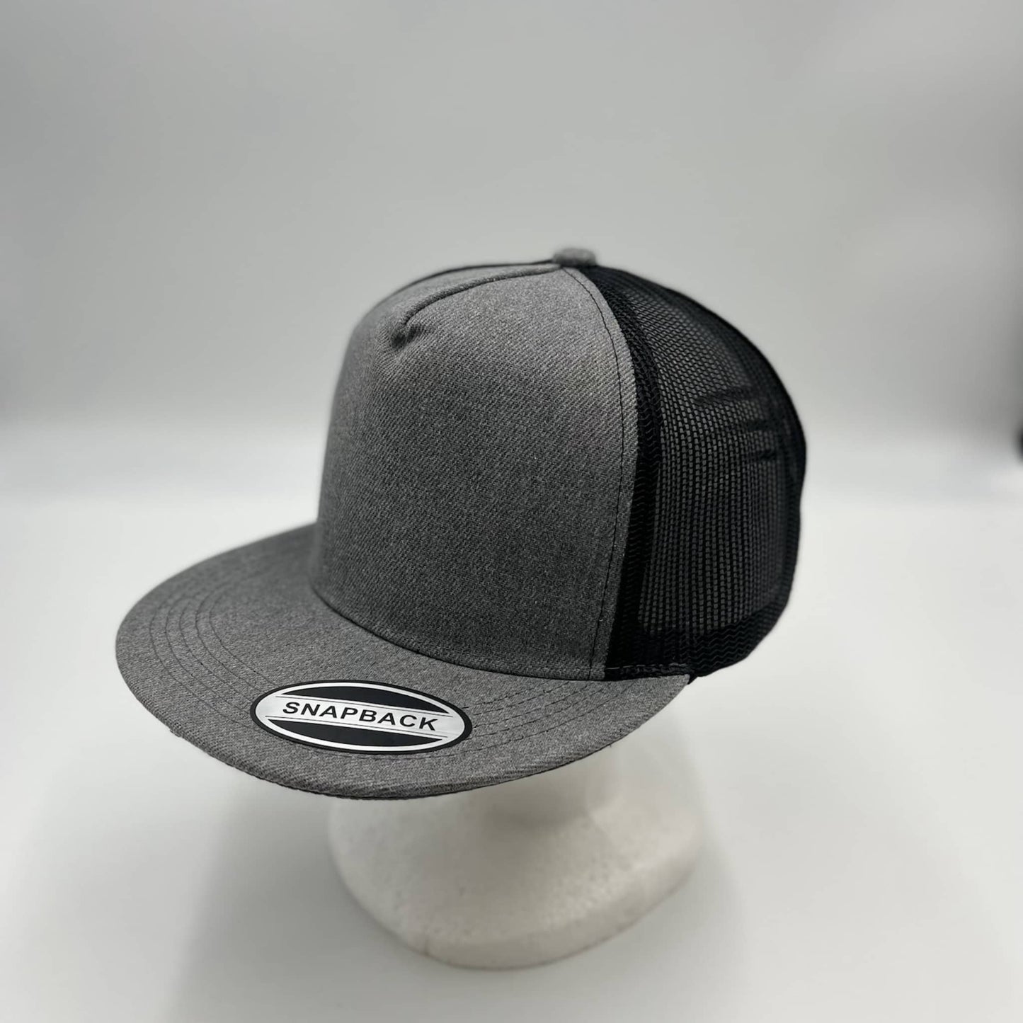 Plain Flat 5P Mesh Trucker Textured Dark Gray and Black Mesh 12-pck CF5M1202 Cap Hat