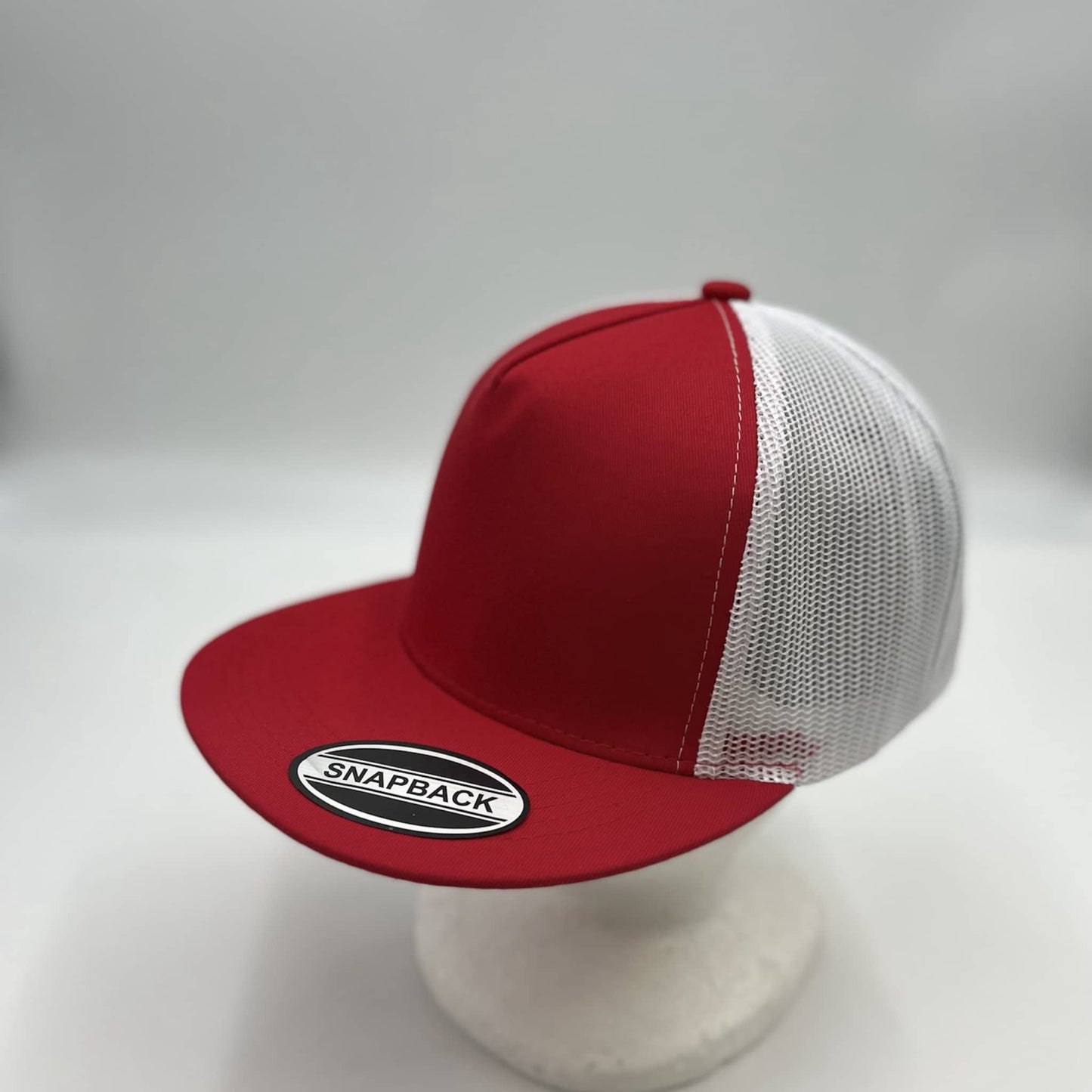 Plain Flat 5P Mesh Trucker Red and White Mesh 12-pck CF5M1201 Cap Hat