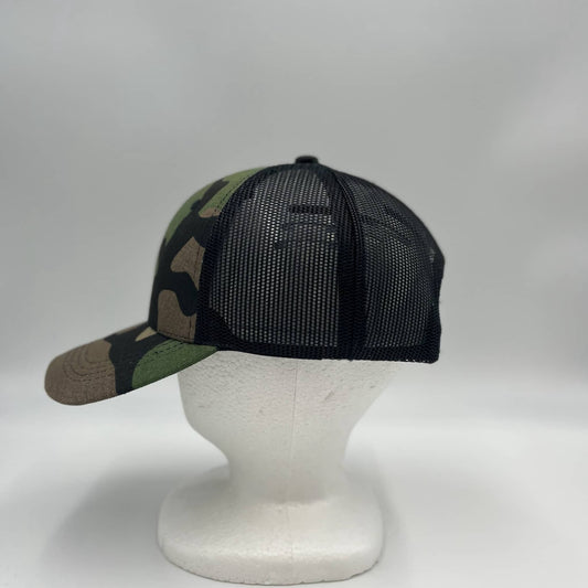 Alpha Omega Cap Plain Mesh Velcro Green Camo and Black Mesh 12-pack CTM1140 Cap Hat