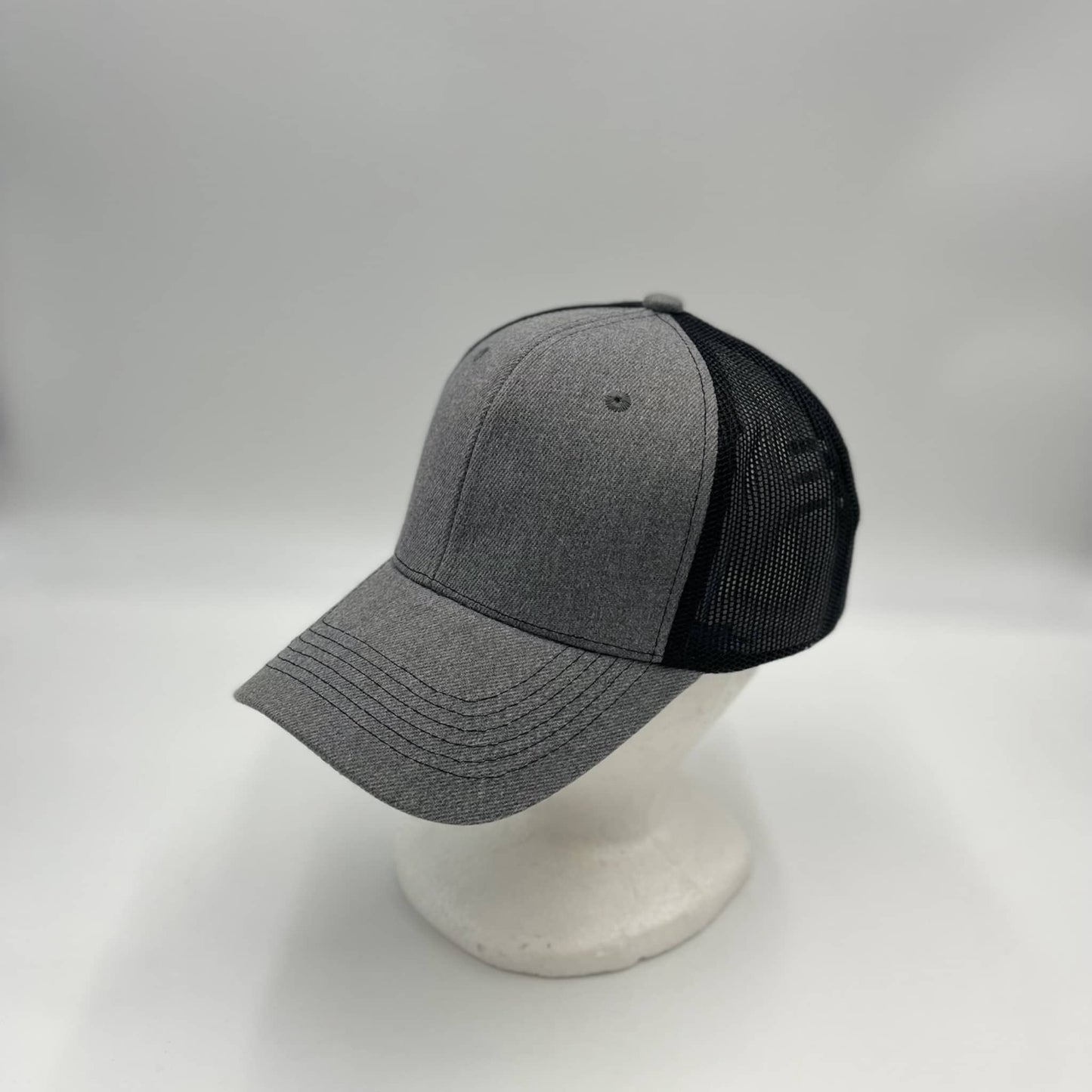 Plain Mesh Velcro Texture Gray and Black Mesh 12-pack CTM1139 Cap Hat