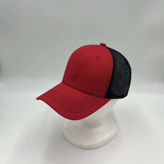 Alpha Omega Cap Plain Mesh Velcro Red and Black Mesh 12-PACK CTM1127 Cap Hat