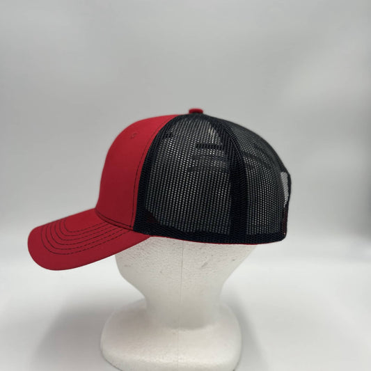 Plain Mesh Velcro Red and Black Mesh 12-PACK CTM1127 Cap Hat