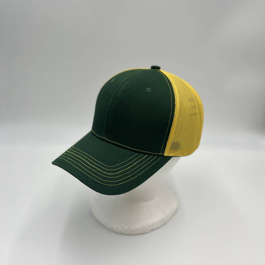 Alpha Omega Cap Plain Mesh Velcro Green and Yellow Mesh 12 PACK  CTM1128 Cap Hat