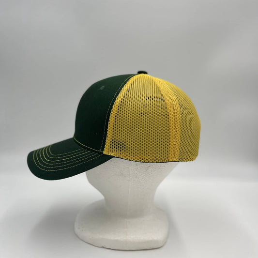 Alpha Omega Cap Plain Mesh Velcro Green and Yellow Mesh 12 PACK  CTM1128 Cap Hat