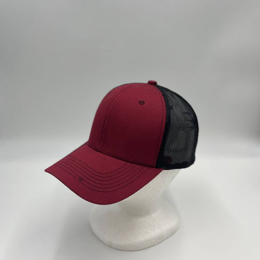 Plain Mesh Velcro Burgandy and Black Mesh 12 pack CTM1129 Cap Hat
