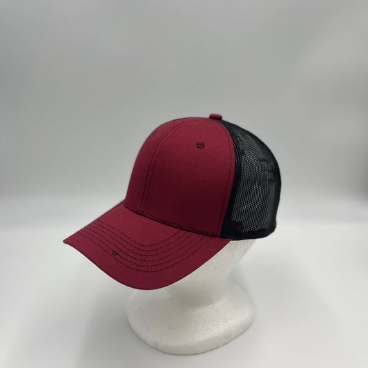 Alpha Omega Cap Plain Mesh Velcro Burgandy and Black Mesh 12 pack CTM1129 Cap Hat