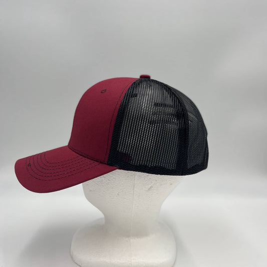 Alpha Omega Cap Plain Mesh Velcro Burgandy and Black Mesh 12 pack CTM1129 Cap Hat