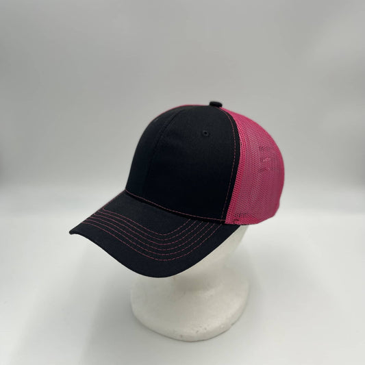 Alpha Omega Cap Plain Mesh Velcro Black and Fusia Mesh 12 PACK CTM1130 Cap Hat