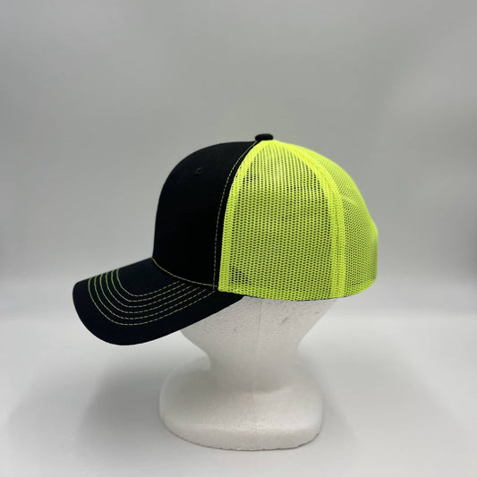 Plain Mesh Velcro Black and Neon Yellow Mesh CTM1131 Cap Hat