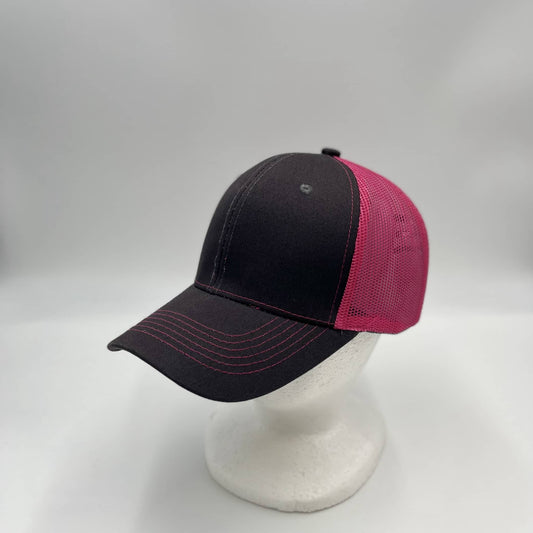 Plain Mesh Velcro Dark Gray and Fusia Mesh 12-pack CTM1137 Cap Hat