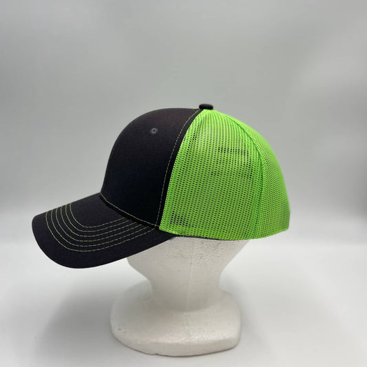 Alpha Omega Cap Plain Mesh Velcro Dark Gray and Neon Green Mesh 12-pack 12 pack CTM1138 Cap Hat