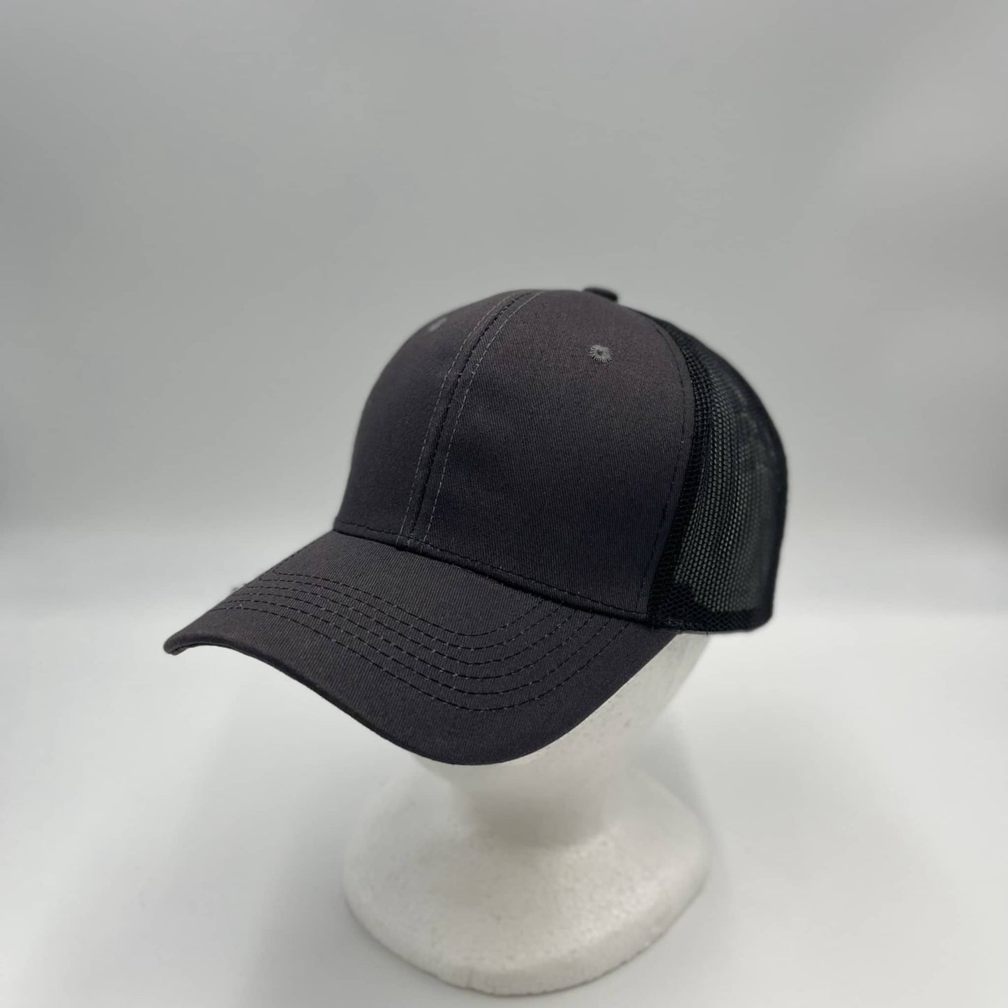 Alpha Omega Cap Plain Mesh Velcro Dark Gray and Black Mesh 12 pack CTM1119 Cap Hat