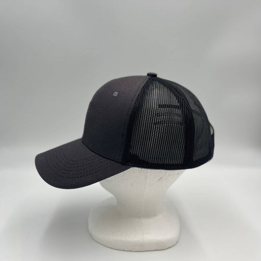 Plain Mesh Velcro Dark Gray and Black Mesh 12 pack CTM1119 Cap Hat