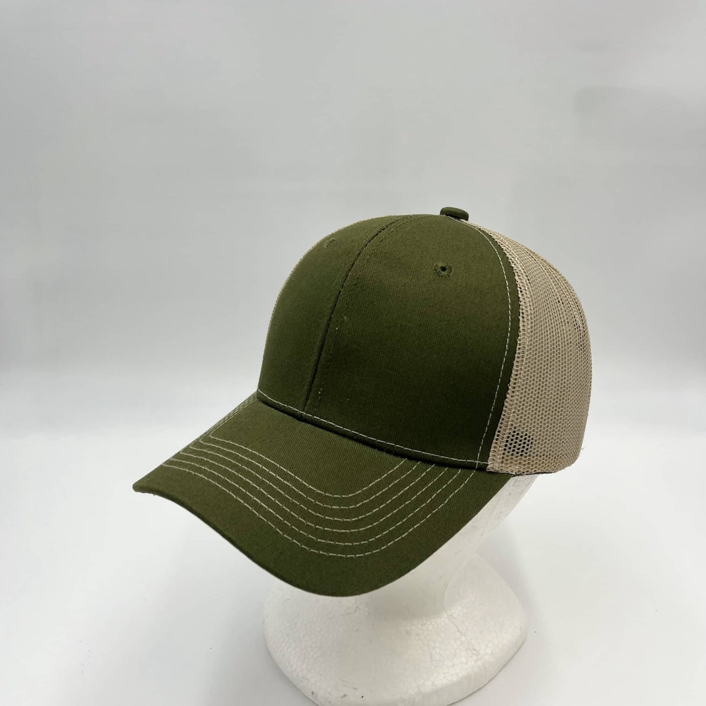 Alpha Omega Cap Plain Mesh Velcro Olive Green and Tan Mesh 12 PACK  CTM1120 Cap Hat