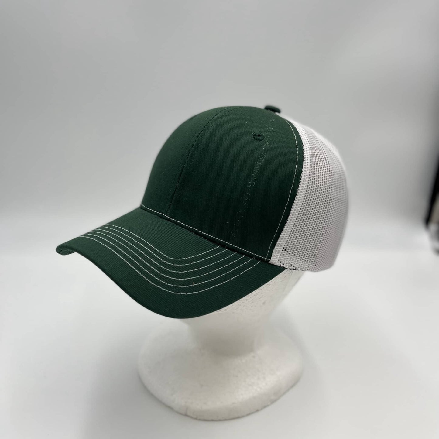 Plain Mesh Velcro Forest Green (Dark) and White Mesh 12 PACK CTM1118 Cap Hat
