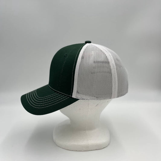 Plain Mesh Velcro Forest Green (Dark) and White Mesh 12 PACK CTM1118 Cap Hat