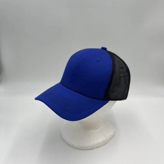 Alpha Omega Cap Plain Mesh Velcro Blue and Black Mesh 12 PACK CTM1115 Cap Hat