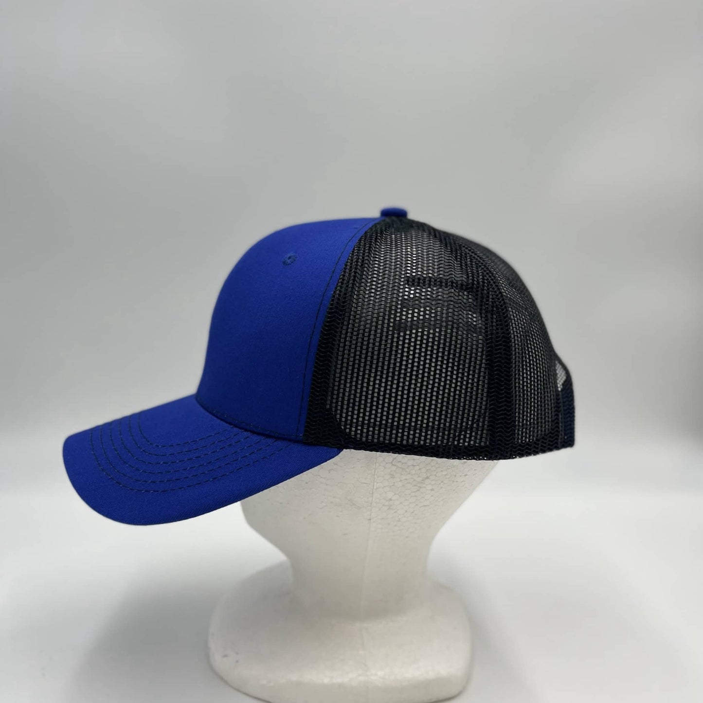 Alpha Omega Cap Plain Mesh Velcro Blue and Black Mesh 12 PACK CTM1115 Cap Hat