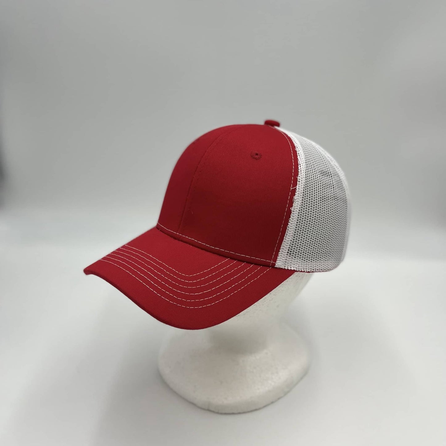 Plain Mesh Velcro Red and White Mesh 12 PACK CTM1126 Cap Hat