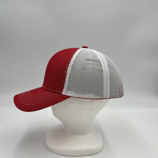 Alpha Omega Cap Plain Mesh Velcro Red and White Mesh 12 PACK CTM1126 Cap Hat