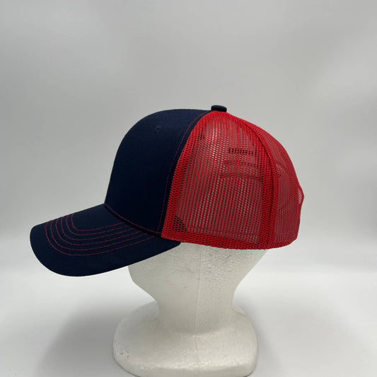 Alpha Omega Cap Plain Mesh Velcro Navy Blue and Red Mesh 12 PACK CTM1125 Cap Hat