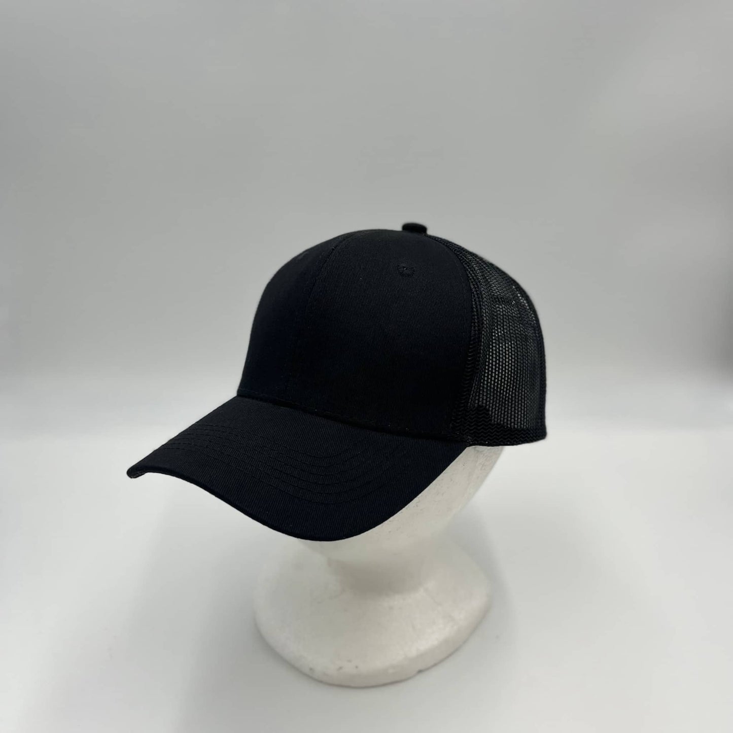 Plain Mesh Velcro Black and Black Mesh 12 PACK CTM1121 Cap Hat