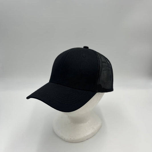 Plain Mesh Velcro Black and Black Mesh 12 PACK CTM1121 Cap Hat