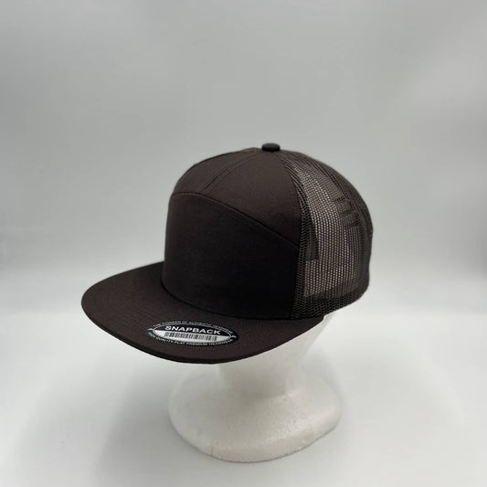 Plain 7 Panel Trucker Brown and Brown Eyelets 12 PACK NS7TM04 Cap Hat