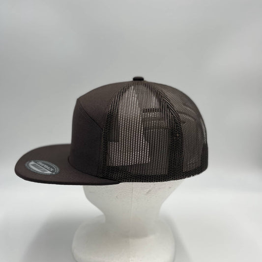 Plain 7 Panel Trucker Brown and Brown Eyelets 12 PACK NS7TM04 Cap Hat