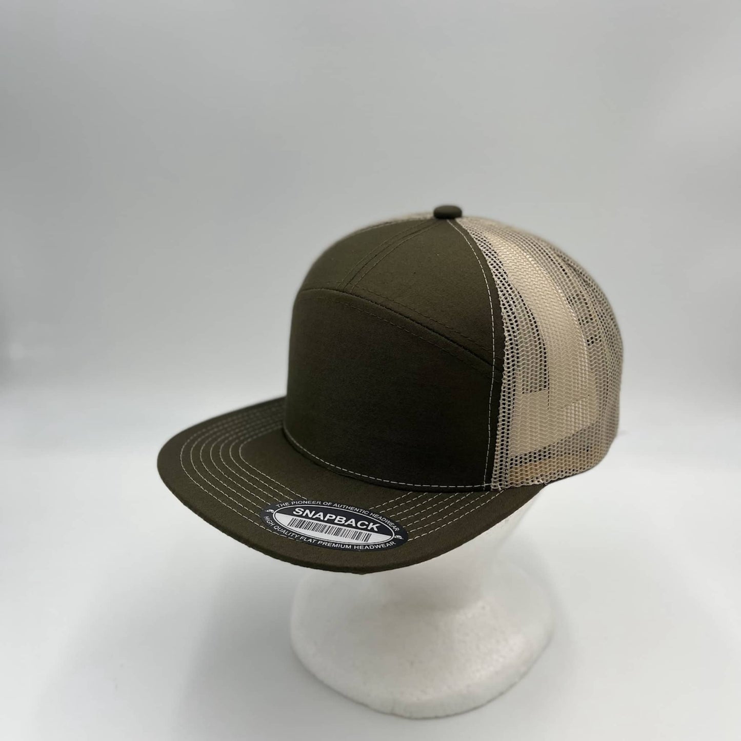 Alpha Omega Cap Plain 7 Panel Trucker Olive and Tan Mesh 12 pack NS7TM07 Cap Hat