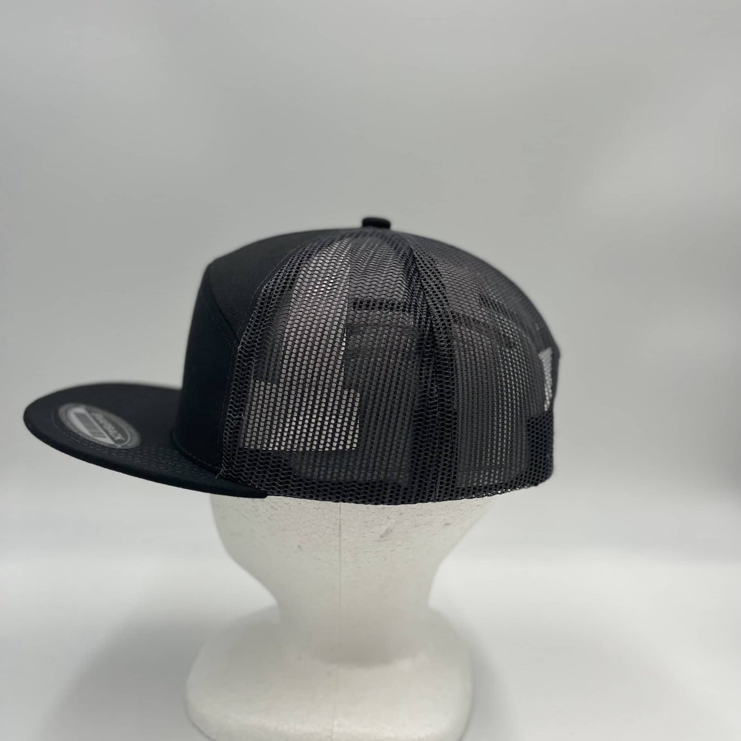 Plain 7 Panel Trucker Black and Gray Mesh 12 pack NS7TM06 Cap Hat